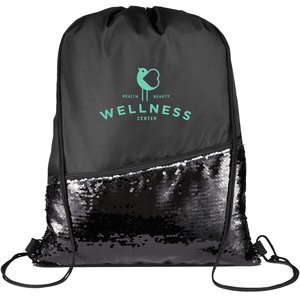 Sequin Pongee Drawstring Bag