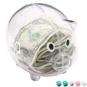 Plastic Clear Bank Coin Box Piggy Building Block Shape - Brilliant Promos -  Be Brilliant!