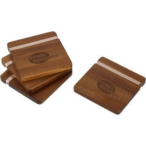 Graze Acacia Wood 4-Piece Coaster Set