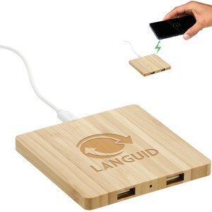 Bamboo Wireless Charging Pad w/ Dual Outputs