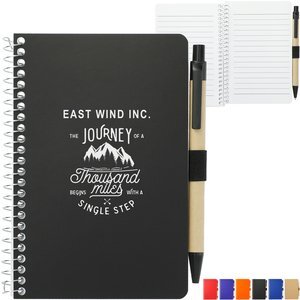 FSC Mix Pocket Spiral Notebook w/ Pen, 4" x 6"