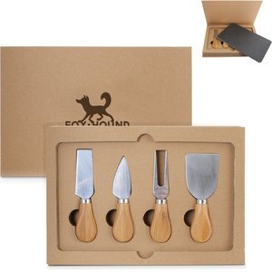 Cheese Knife 4 Piece Set w/ Slate Cutting Board & Gift Box