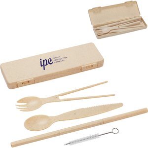 Portable 6-in-1 Wheatstraw Tableware Set