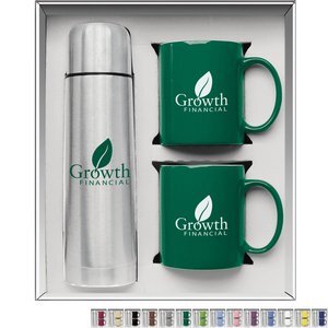 Vacuum Insulated Bottle & Ceramic Mugs Gift Set