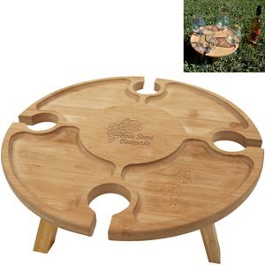 Bamboo Portable Wine & Cheese Table