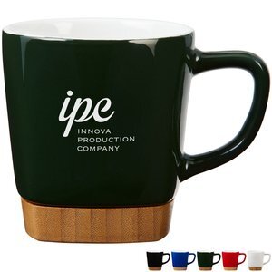 Ceramic Mug w/ Removable Bamboo Coaster, 11oz.