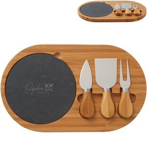 Oval Four-Piece Slate Cheese Board Set