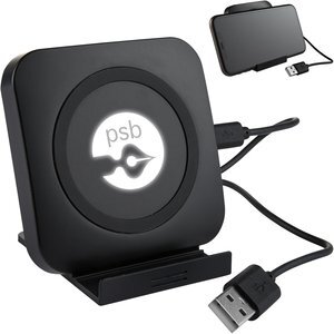 Light-Up-Your-Logo Wireless Charging Pad & Phone Stand