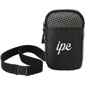 Grid Lanyard Nylon Crossbody Phone Pouch