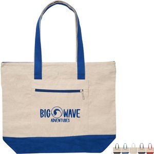 Zippered Cotton Canvas Boat Tote