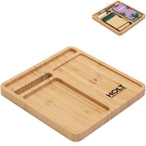 Bamboo Desk Organizer w/ 5W Wireless Charger