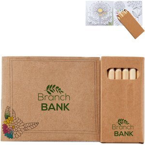 Flowers Adult Coloring Book & 6 Color Pencil Set