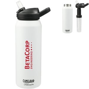 CamelBak 32oz Eddy+ Vacuum Insulated Stainless Steel Water Bottle filtered  by Life Straw - White