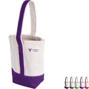 Deux Wine Bottle Cotton Canvas Tote Bag