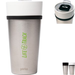 Perka® Linden Double Wall Ceramic & Stainless Steel Tumbler, 14oz.