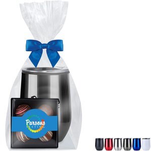 Four-Piece Belgian Truffle Box & Stemless Wine Tumbler Gift Set