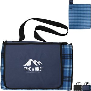 Extra Large Plaid Picnic Blanket Tote, 70" x 80"
