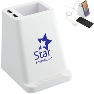 Wireless Charging Pen Holder w/ Dual Outputs
