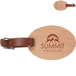Oval Wood Luggage Tag