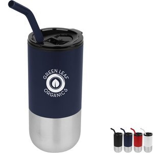 London Stainless Steel Tumbler w/ Straw, 18oz.