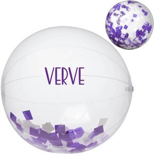 Purple and White Confetti Filled Beach Ball, 16"