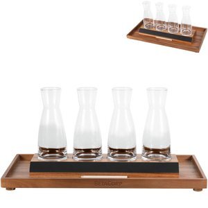 Legacy Cava Wine Tasting Kit with 4 Glass Carafes, (Acacia Wood)