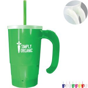 Stackable Plastic Beer Stein w/ Straw & Lid, 20oz.