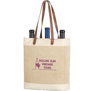 Pinot Jute Three Bottle Insulated Wine Bag