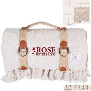 Montecito Cotton Picnic Blanket w/ Harness, 60" x 70"