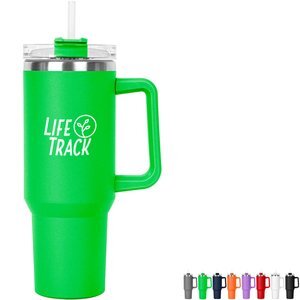 Hippo Double Wall Stainless Steel Mug & Straw Lid with Twist Closure, 40oz.