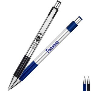 Zebra® Stainless Steel Retractable Ballpoint Pen w/ Textured Grip