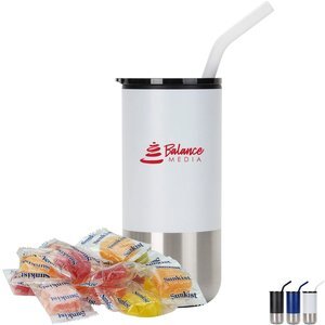 Sunkist Fruit Gems Snack Pack & Tumbler w/ Stainless Steel Straw Set