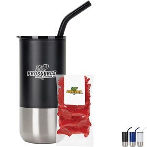 Swedish Fish Snack Pack & Tumbler w/ Stainless Steel Straw Set