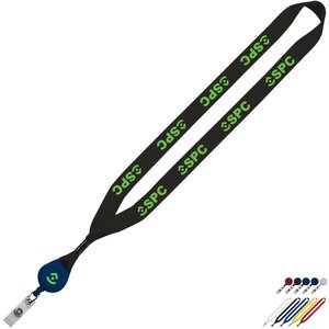 Polyester Lanyard with Metal Crimp & Retractable Badge Reel, 3/4"