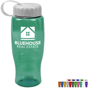 Transparent Grip Poly-Pure Sport Bottle, 27oz. - Tethered Lid