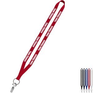 Polyester Lanyard with Sewn Metal Bulldog Clip, 1/2"