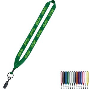 Polyester Lanyard with Metal Crimp & Bulldog Clip, 3/4"