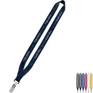 Economy Polyester Lanyard with Sewn Silver Tone Metal Bulldog Clip, 3/4"