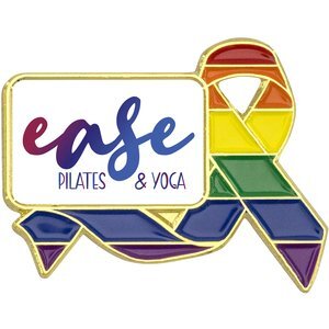Rainbow Pride Ribbon Lapel Pin, Rectangle