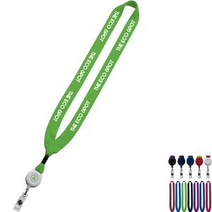 Cotton Lanyard with Metal Crimp & Retractable Badge Reel, 3/4"