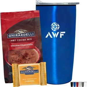 Ghirardelli® Chocolate Square, Hot Chocolate & Straight Tumbler w/ Plastic Liner Gift Set
