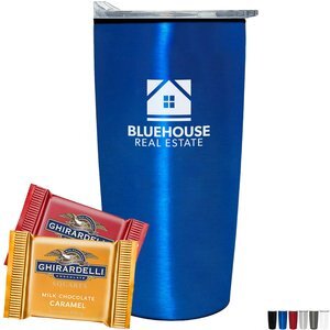 Ghirardelli® Chocolate Squares & Straight Tumbler w/ Plastic Liner Gift Set