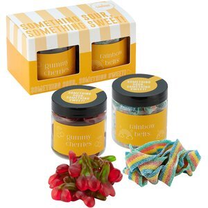 Rainbow Sour Belts & Gummy Cherries in Candy Jar Set (2 Pack)