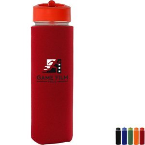 Pop Up Lid Frosted Glass Sleeve Bottle, 22oz.