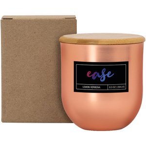 White Wax Metallic Candle w/ Wood Lid, 8oz.