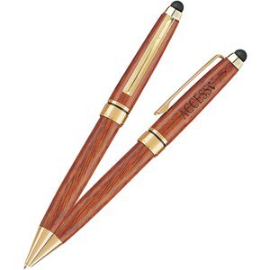 Rosewood Twist Ballpoint Pen and Stylus