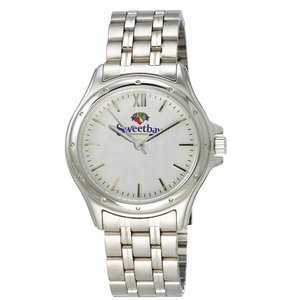 Encore Men's Round Dial Silvertone Watch