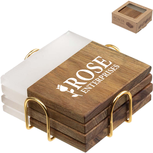 Acacia Wood and Resin Coaster Set