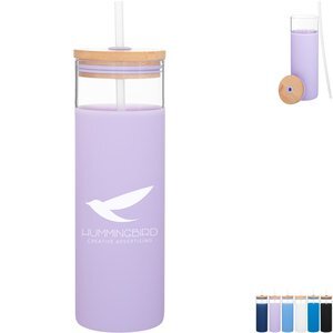 Totem Single Wall Glass Tumbler w/ Straw, 25oz.