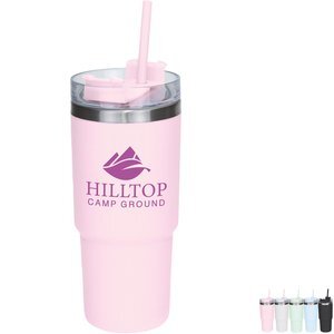 Double-Wall Travel Tumbler w/ Straw, 25oz.